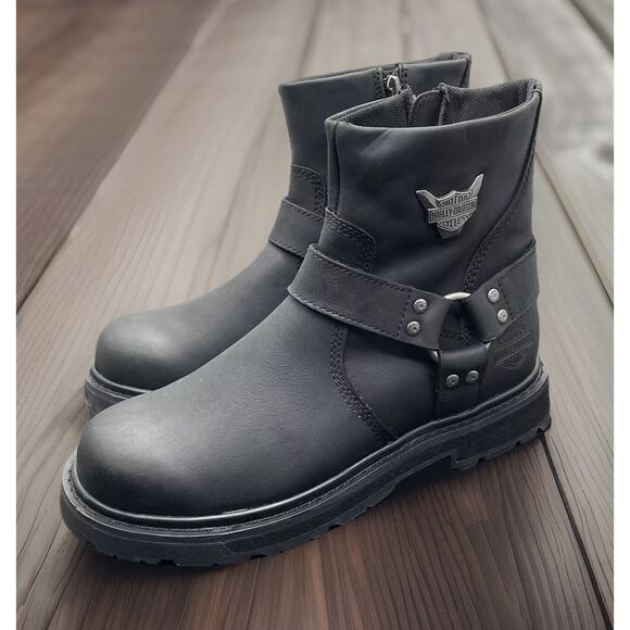 Harley Davidson Rambert HD Black Leather Motorcycle Boots Mens Size 8 Fast Ship main image 4